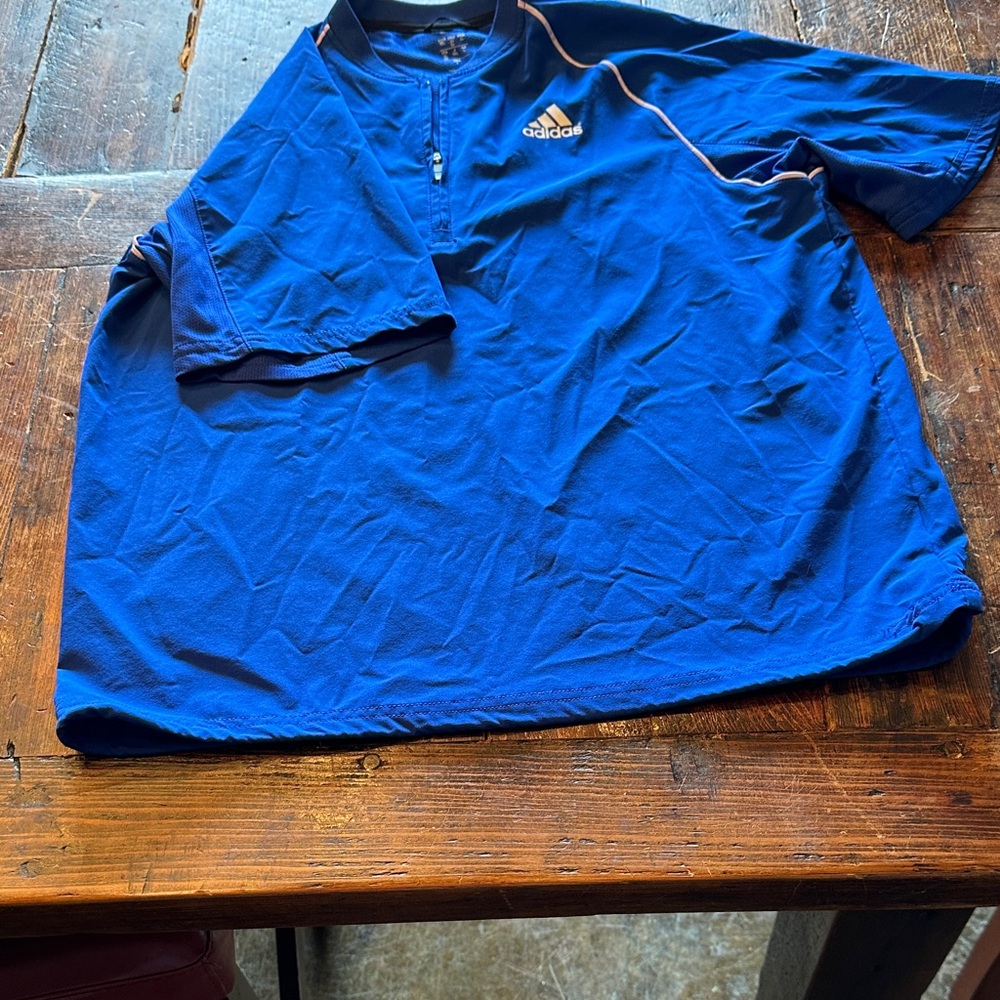Adidas Royal Blue 1/4 Zip Top Athletic Shirt. Size Large